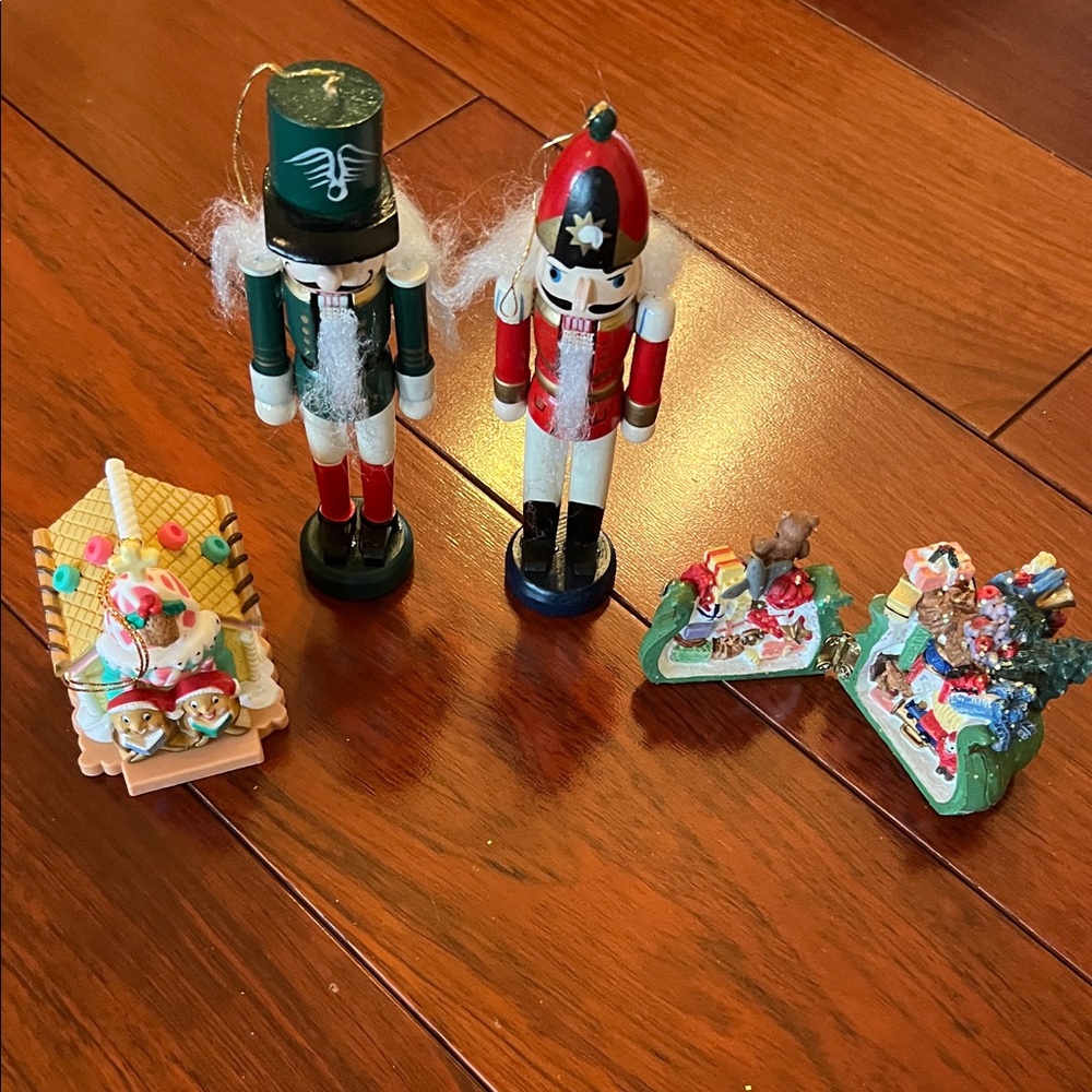 Wooden Nutcracker Soldier Ornaments - Red & Green Holiday Toys